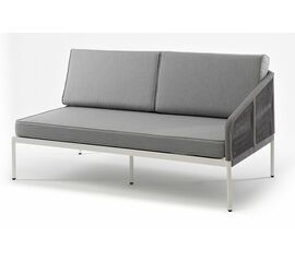 "Канны" левый модуль плетеный из роупа, каркас алюминий темно-серый (RAL7024) шагрень, роуп темно-серый круглый, ткань темно-серая | Интернет магазин мебели и декора LifeDekor