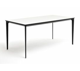 "Малага" обеденный стол из HPL 160х80см, цвет молочный, каркас черный | Интернет магазин мебели и декора LifeDekor