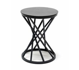 "Сантьяго" журнальный стол из HPL круглый Ø40 H55, каркас из стали серый (RAL 7024), цвет столешницы "серый гранит" | Интернет магазин мебели и декора LifeDekor