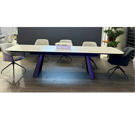 Стол ASTRID 200 TL-102 Бежевый мрамор, испанская керамика / Темно-серый каркас, ®DISAUR | Интернет магазин мебели и декора LifeDekor