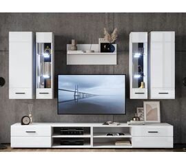 Стенка «Кай» с подсветкой, Белый/белый глянец | Интернет магазин мебели и декора LifeDekor