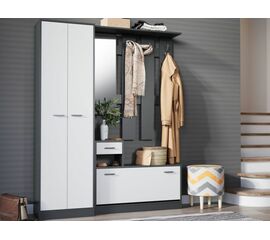 Прихожая «Интер» со шкафом, Антрацит/белый | Интернет магазин мебели и декора LifeDekor