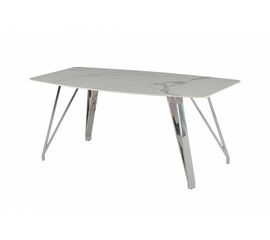 Стол обеденный Соар-2 F-1690,180х90х76 см, бело-серая керамика/хром серебро | Интернет магазин мебели и декора LifeDekor