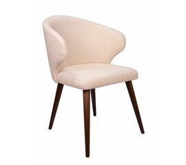 Дизайнерский стул Ariel букле кремовый, опора коричневый бук | Интернет магазин мебели и декора LifeDekor