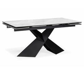 Стол стеклянный Хасселвуд 160(220)х90х77 белый мрамор / черный | Интернет магазин мебели и декора LifeDekor