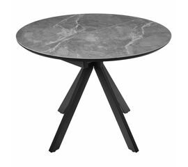 Стол Rudolf круглый раскладной 100-130x100x75см, серый керамогранит, черный | Интернет магазин мебели и декора LifeDekor