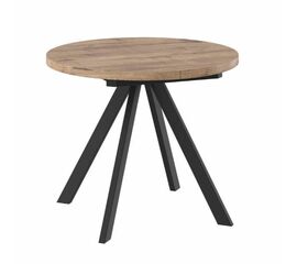 Стол круглый раздвижной "RONDO-90" (ДУБ ВЕЛИНГТОН/ЧЕРНЫЙ) 90/125 | Интернет магазин мебели и декора LifeDekor