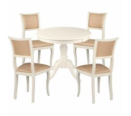 Обеденная группа стол Эгина + стул Кентавр 4 шт (Эмаль 11/ткань стула Santa Beige) | Интернет магазин мебели и декора LifeDekor