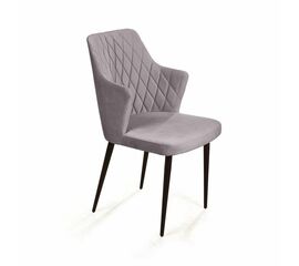 Стул с подлокотниками Hunt ромб, бархат светло-серый 26 / чёрный конус | Интернет магазин мебели и декора LifeDekor