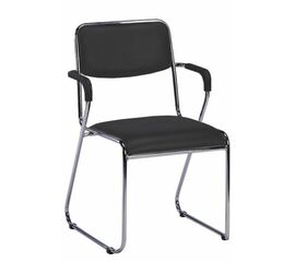 Кресло для посетителей Everprof Fix Plus Chrome Экокожа Черный | Интернет магазин мебели и декора LifeDekor