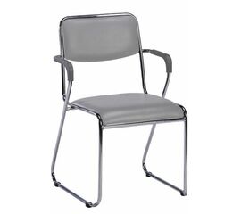 Кресло для посетителей Everprof Fix Plus Chrome Экокожа Серый | Интернет магазин мебели и декора LifeDekor