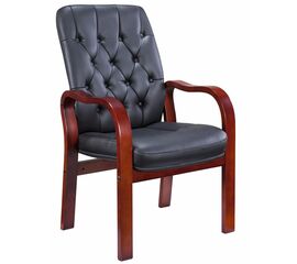 Стул руководителя Everprof Monaco Wood CF Экокожа Черный | Интернет магазин мебели и декора LifeDekor