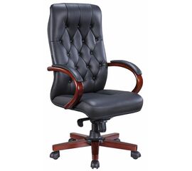 Стул руководителя Everprof Monaco Wood Экокожа Черный | Интернет магазин мебели и декора LifeDekor