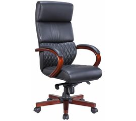 Стул руководителя Everprof President Wood Кожаный Черный | Интернет магазин мебели и декора LifeDekor