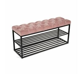 Обувница SHADO ТК36 черная с обивкой пыльная роза | Интернет магазин мебели и декора LifeDekor