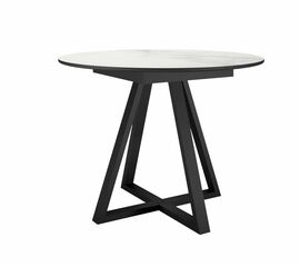 Стол DikLine SKZ100 d1000 Керамика Cristal Onyx Bianco Polished/подстолье черное/опоры черные (2 уп.) | Интернет магазин мебели и декора LifeDekor