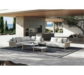 "Мальдивы" трансформирующаяся лаунж-зона из искусственного ротанга, цвет соломенный | Интернет магазин мебели и декора LifeDekor