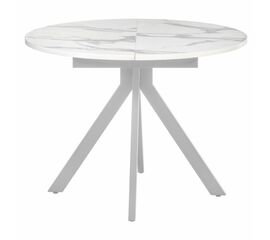 Стол Rudolf круглый раскладной 100-130x100x75см, белый мрамор, белый | Интернет магазин мебели и декора LifeDekor