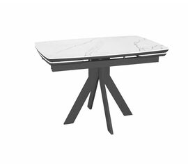 Стол DikLine DKU120 Керамика Белый мрамор/подстолье черное/опоры черные (2 уп.) | Интернет магазин мебели и декора LifeDekor