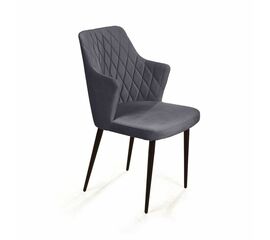 Стул с подлокотниками Hunt ромб, бархат серый 27 / чёрный конус | Интернет магазин мебели и декора LifeDekor