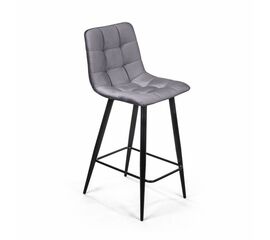 Стул полубарный UNO, бархат светло-серый 26/ чёрный конус | Интернет магазин мебели и декора LifeDekor