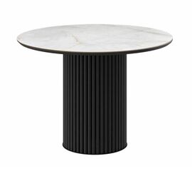 Стол DikLine AKR120 Керамика глянец Ostra Bianco/подстолье черное/опоры черные (2 уп.) | Интернет магазин мебели и декора LifeDekor