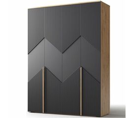 Шкаф «Оливия» 4Д КМК 0971.1, дуб наварра/шагрень черная | Интернет магазин мебели и декора LifeDekor