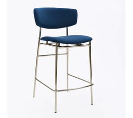 Дизайнерский полубарный стул Marko синий, основание хром | Интернет магазин мебели и декора LifeDekor