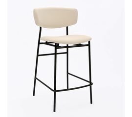 Дизайнерский полубарный стул Marko бежевый, черный металл | Интернет магазин мебели и декора LifeDekor