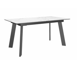 Стол DikLine DKH160, керамика 160(200)х90, мрамор белый матовый, опоры черные (2 уп.) | Интернет магазин мебели и декора LifeDekor