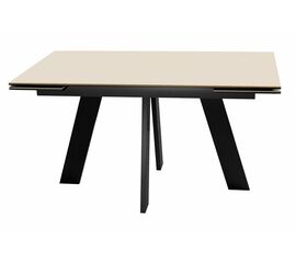 Стол DikLine SKM140 Керамика Krater Perla (бежевый матовый)/подстолье черное/опоры черные | Интернет магазин мебели и декора LifeDekor