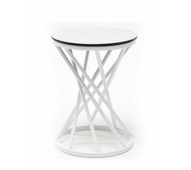 "Сантьяго" журнальный стол из HPL круглый Ø40 H55, каркас из стали белый, цвет столешницы "молочный" | Интернет магазин мебели и декора LifeDekor