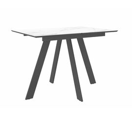 Стол DikLine DKD120, керамика 120(160)х80, марамор белый матовый, опоры черные (2 уп.) | Интернет магазин мебели и декора LifeDekor