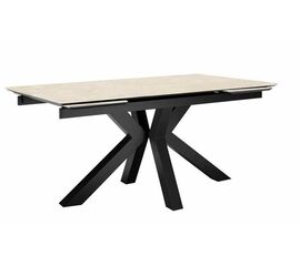 Стол DikLine SFE140 Керамика Krater Perla (бежевый матовый)/подстолье черное/опоры черные (2 уп.) | Интернет магазин мебели и декора LifeDekor