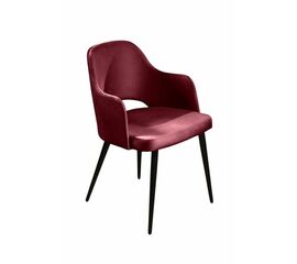 Стул William с подлокотниками, бархат винно-красный 16/ черный конус | Интернет магазин мебели и декора LifeDekor