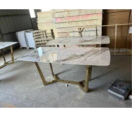 Стол обеденный Ланс DT-2852L, 180х90х75 см, белая керамика/золотой | Интернет магазин мебели и декора LifeDekor