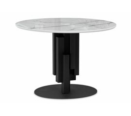 Стол стеклянный Калипсо 110х75 белый мрамор / черный | Интернет магазин мебели и декора LifeDekor