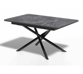 Стол керамический Alfa 120-165*80*76 черный мрамор/черный | Интернет магазин мебели и декора LifeDekor