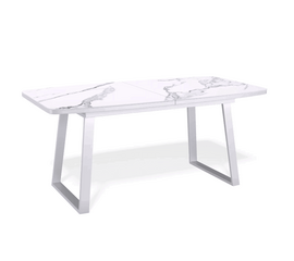 Стол керамический Vavilon 140-180*80*76 белый мрамор/белый | Интернет магазин мебели и декора LifeDekor