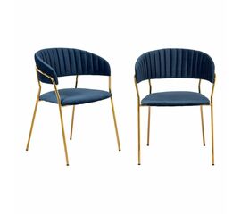 Комплект из 2-х стульев Turin синий, золотые ножки | Интернет магазин мебели и декора LifeDekor