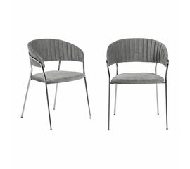 Комплект из 2-х стульев Turin серый вельвет с хромированными ножками | Интернет магазин мебели и декора LifeDekor
