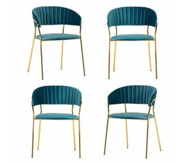 Комплект из 4-х стульев Turin бирюзовый с золотыми ножками | Интернет магазин мебели и декора LifeDekor