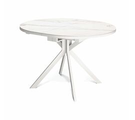 Стол овальный керамический Avilon 110-155*90*76 белый мрамор/белый | Интернет магазин мебели и декора LifeDekor