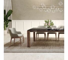 Стол раскладной Aron (160+40), керамика глянцевая черная | Интернет магазин мебели и декора LifeDekor