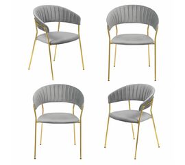 Комплект из 4-х стульев Turin серый, золотые ножки | Интернет магазин мебели и декора LifeDekor