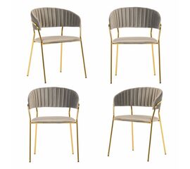 Комплект из 4-х стульев Turin латте, золотые ножки | Интернет магазин мебели и декора LifeDekor