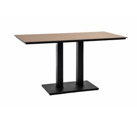 "Каффе" обеденный стол из HPL 140х70см, цвет "дуб", подстолье двойное черное чугун | Интернет магазин мебели и декора LifeDekor