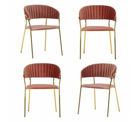 Комплект из 4-х стульев Turin пудровый с золотыми ножками | Интернет магазин мебели и декора LifeDekor