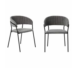 Комплект из 2-х стульев Turin серый вельвет с чёрными ножками | Интернет магазин мебели и декора LifeDekor