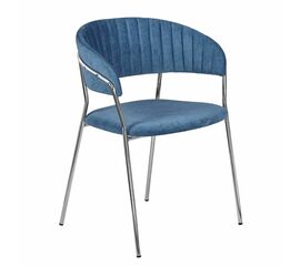 Стул Turin синий вельвет с хромированными ножками | Интернет магазин мебели и декора LifeDekor